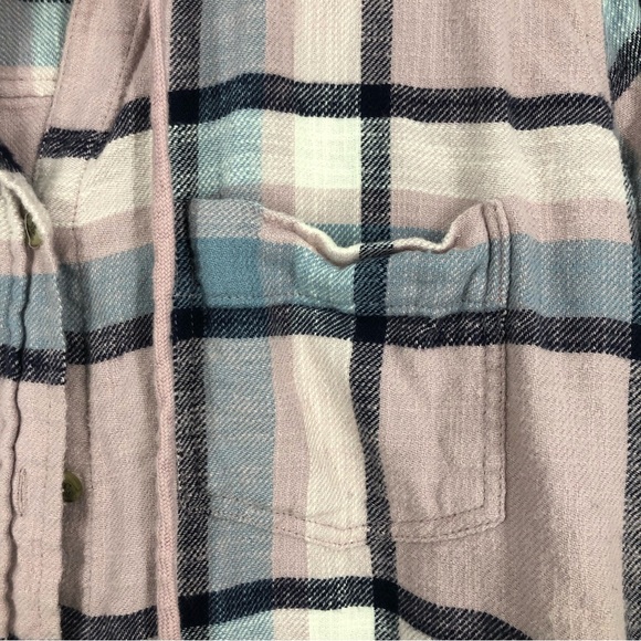 American Eagle Soft Cotton Plaid Hoodie Shirt w/Drawstring Neck; Shacket SZ S - Picture 5 of 7